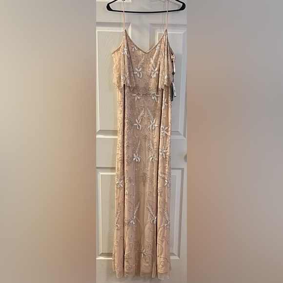 Adrianna Papell Dresses & Skirts - Adrianna Papell Champagne Long Beaded Dress